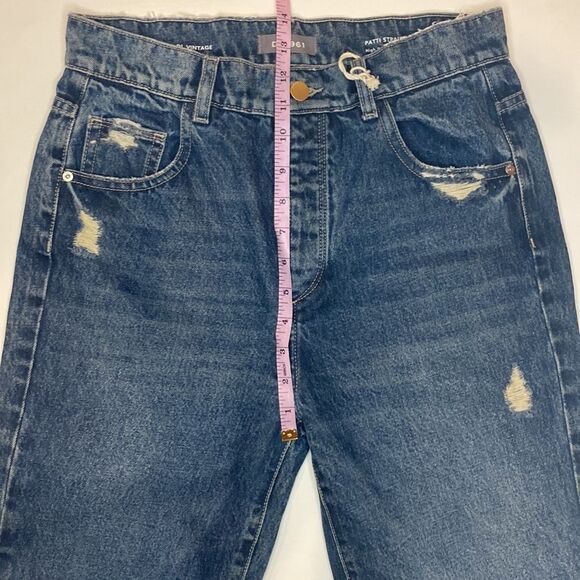 DL1961 Emilie Straight High Rise Vintage Rigid Dark Distressed Size 26 - Picture 4 of 10